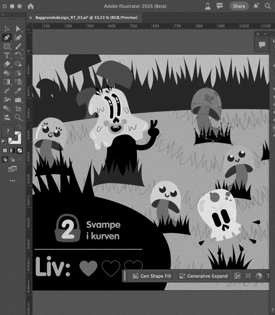 Spildesign udvikles i Adobe Illustrator